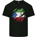 Torn Flag Equatorial Guinea Mens Cotton T-Shirt Tee Top Black