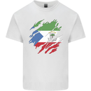 Torn Flag Equatorial Guinea Mens Cotton T-Shirt Tee Top White