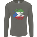 Torn Flag Equatorial Guinea Mens Long Sleeve T-Shirt Charcoal