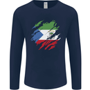 Torn Flag Equatorial Guinea Mens Long Sleeve T-Shirt Navy Blue