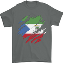 Torn Flag Equatorial Guinea Mens T-Shirt 100% Cotton Charcoal