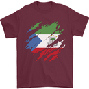 Torn Flag Equatorial Guinea Mens T-Shirt 100% Cotton Maroon