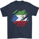 Torn Flag Equatorial Guinea Mens T-Shirt 100% Cotton Navy Blue