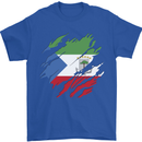 Torn Flag Equatorial Guinea Mens T-Shirt 100% Cotton Royal Blue