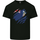 Torn Flag Falkland Islands Mens Cotton T-Shirt Tee Top Black