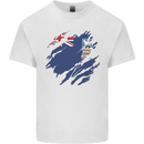 Torn Flag Falkland Islands Mens Cotton T-Shirt Tee Top White