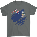 Torn Flag Falkland Islands Mens T-Shirt 100% Cotton Charcoal