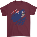 Torn Flag Falkland Islands Mens T-Shirt 100% Cotton Maroon