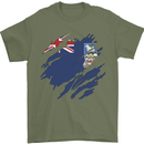 Torn Flag Falkland Islands Mens T-Shirt 100% Cotton Military Green