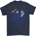 Torn Flag Falkland Islands Mens T-Shirt 100% Cotton Navy Blue