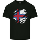 Torn Flag Faroe Islands Mens Cotton T-Shirt Tee Top Black