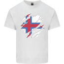 Torn Flag Faroe Islands Mens Cotton T-Shirt Tee Top White