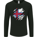 Torn Flag Faroe Islands Mens Long Sleeve T-Shirt Black