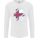 Torn Flag Faroe Islands Mens Long Sleeve T-Shirt White