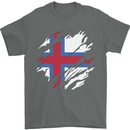 Torn Flag Faroe Islands Mens T-Shirt 100% Cotton Charcoal