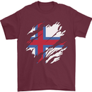 Torn Flag Faroe Islands Mens T-Shirt 100% Cotton Maroon
