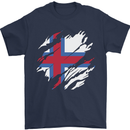 Torn Flag Faroe Islands Mens T-Shirt 100% Cotton Navy Blue