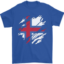 Torn Flag Faroe Islands Mens T-Shirt 100% Cotton Royal Blue