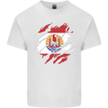 Torn Flag French Polynesia Mens Cotton T-Shirt Tee Top White