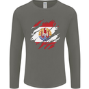 Torn Flag French Polynesia Mens Long Sleeve T-Shirt Charcoal