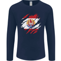 Torn Flag French Polynesia Mens Long Sleeve T-Shirt Navy Blue