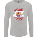 Torn Flag French Polynesia Mens Long Sleeve T-Shirt Sports Grey