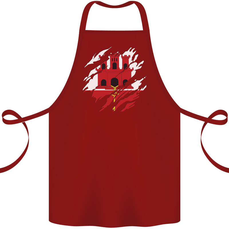 Torn Flag Gibraltar Cotton Apron 100% Organic Maroon