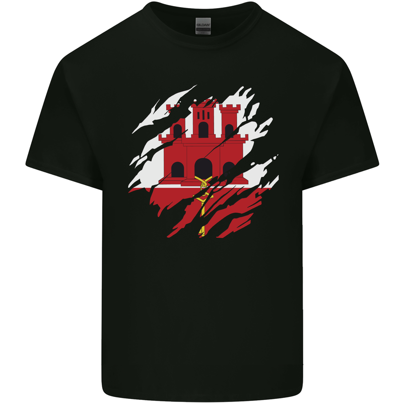 Torn Flag Gibraltar Mens Cotton T-Shirt Tee Top Black