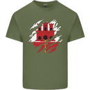 Torn Flag Gibraltar Mens Cotton T-Shirt Tee Top Military Green