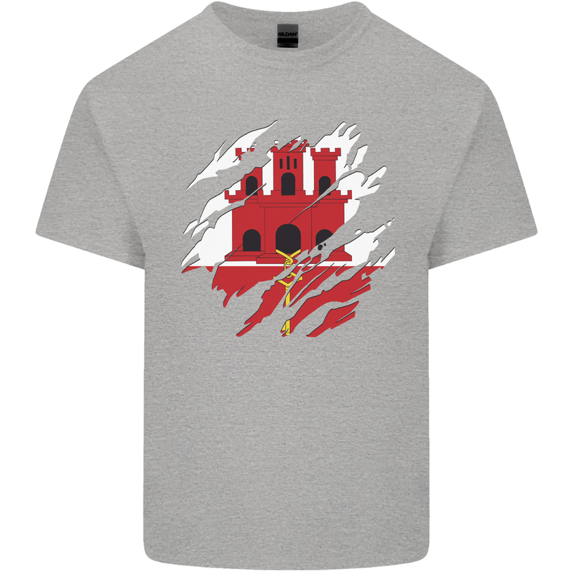 Torn Flag Gibraltar Mens Cotton T-Shirt Tee Top Sports Grey