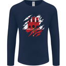 Torn Flag Gibraltar Mens Long Sleeve T-Shirt Navy Blue