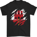 Torn Flag Gibraltar Mens T-Shirt 100% Cotton Black