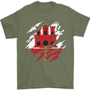 Torn Flag Gibraltar Mens T-Shirt 100% Cotton Military Green