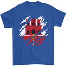 Torn Flag Gibraltar Mens T-Shirt 100% Cotton Royal Blue