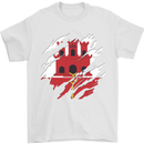 Torn Flag Gibraltar Mens T-Shirt 100% Cotton White