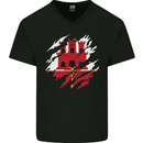 Torn Flag Gibraltar Mens V-Neck Cotton T-Shirt Black