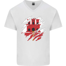 Torn Flag Gibraltar Mens V-Neck Cotton T-Shirt White