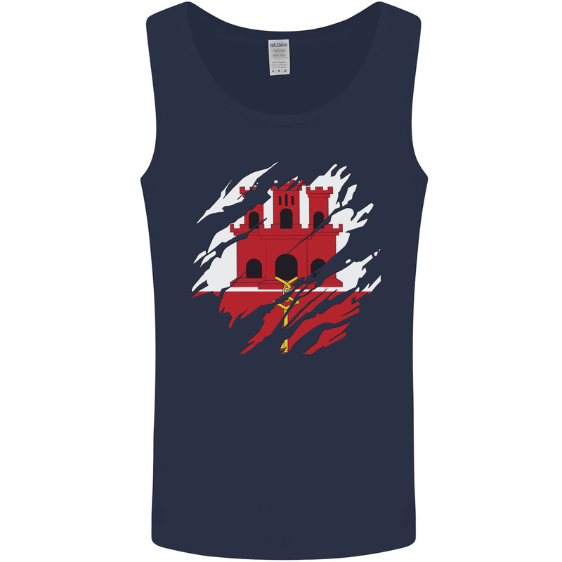 Torn Flag Gibraltar Mens Vest Tank Top Navy Blue