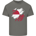 Torn Flag Greenland Mens Cotton T-Shirt Tee Top Charcoal