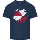 Torn Flag Greenland Mens Cotton T-Shirt Tee Top Navy Blue