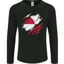 Torn Flag Greenland Mens Long Sleeve T-Shirt Black
