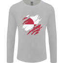 Torn Flag Greenland Mens Long Sleeve T-Shirt Sports Grey