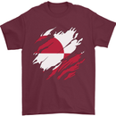 Torn Flag Greenland Mens T-Shirt 100% Cotton Maroon