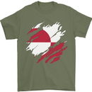 Torn Flag Greenland Mens T-Shirt 100% Cotton Military Green