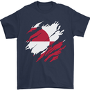 Torn Flag Greenland Mens T-Shirt 100% Cotton Navy Blue
