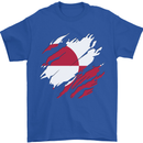 Torn Flag Greenland Mens T-Shirt 100% Cotton Royal Blue