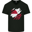 Torn Flag Greenland Mens V-Neck Cotton T-Shirt Black