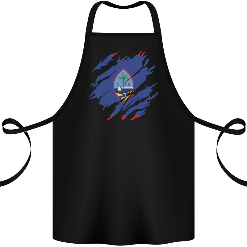 Torn Flag Guam Cotton Apron 100% Organic Black