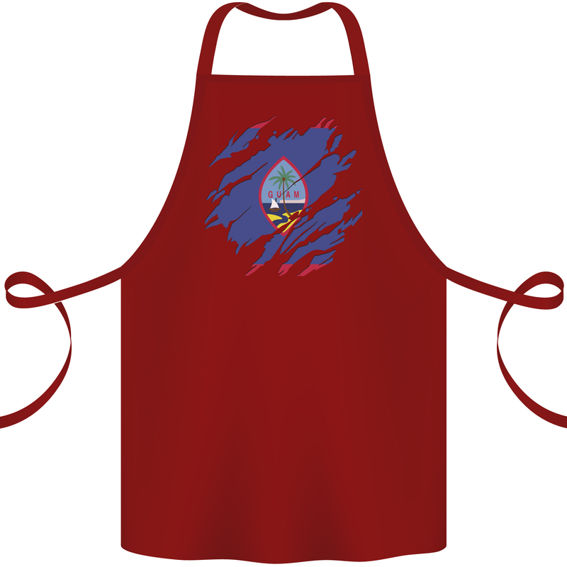 Torn Flag Guam Cotton Apron 100% Organic Maroon