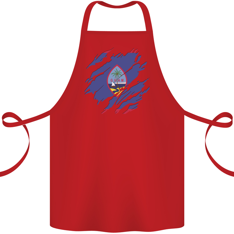 Torn Flag Guam Cotton Apron 100% Organic Red